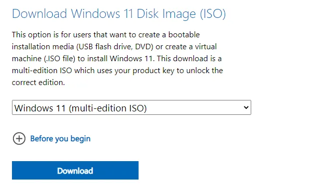 Windows 11 ディスク イメージのダウンロード