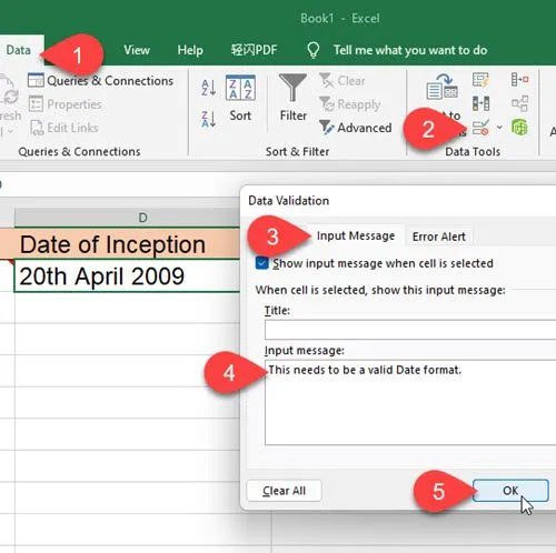 データ検証入力メッセージを介して Excel にツールチップを追加する