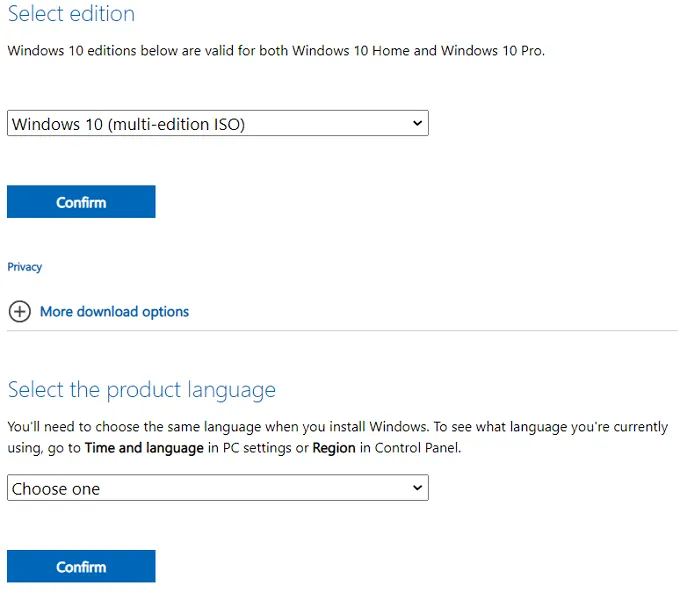 Windows 10 22H2 の製品言語を選択してください