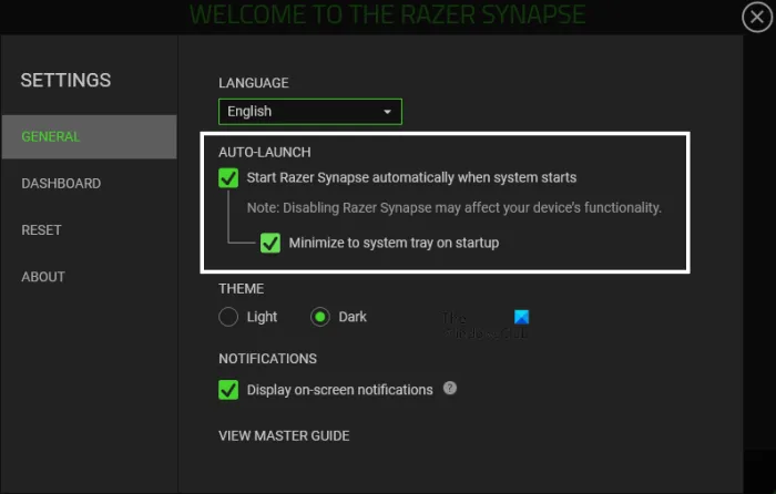 Razer Synapse で自動再生オプションをカスタマイズする