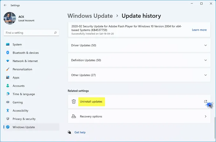 So deinstallieren Sie Windows-Updates in Windows 11