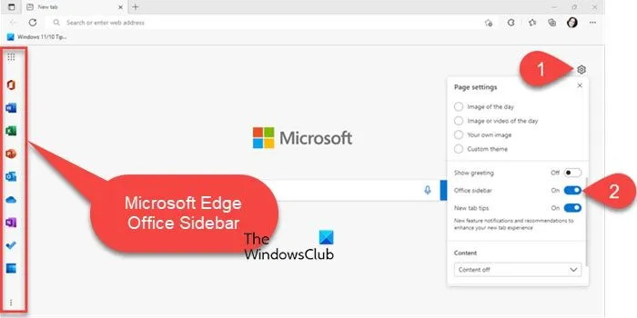 Microsoft Edge コントロール パネル