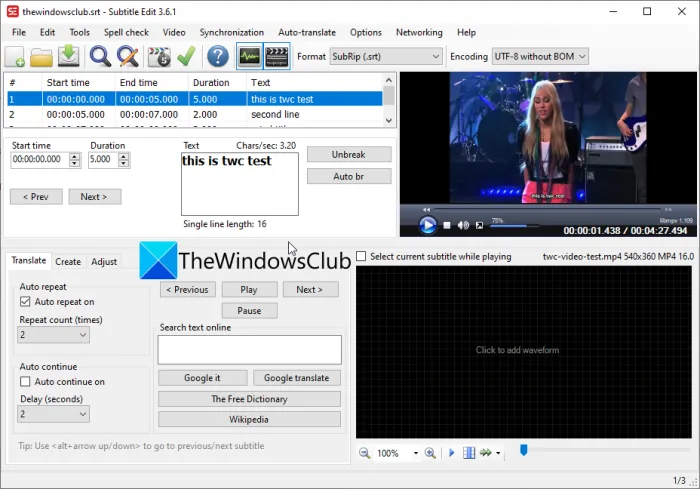 Come creare sottotitoli SRT in Windows 11/10