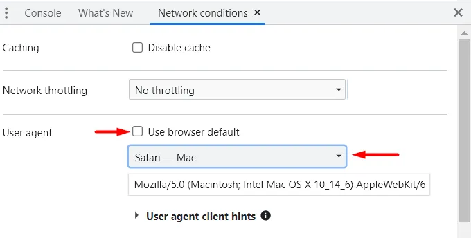 「Custom Default Browser」のチェックを外し、「Safari - Mac」を選択します。