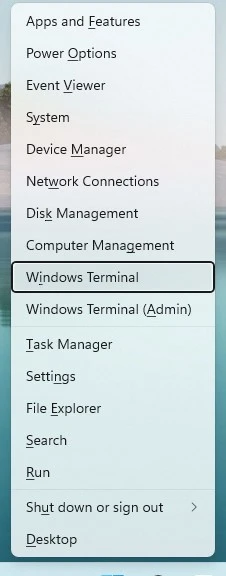 Terminale di Windows apri Windows X