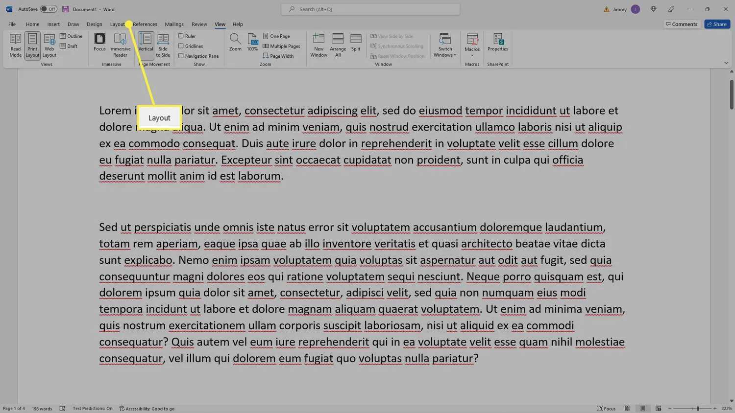 Onglet Disposition dans Microsoft Office