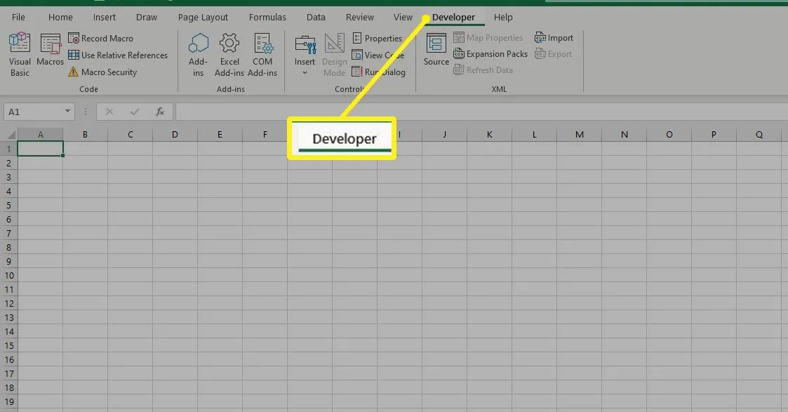 Excel의 개발자 탭