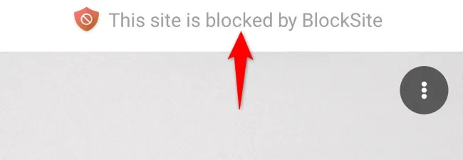 ブロックされたサイトに対する BlockSite のメッセージ。