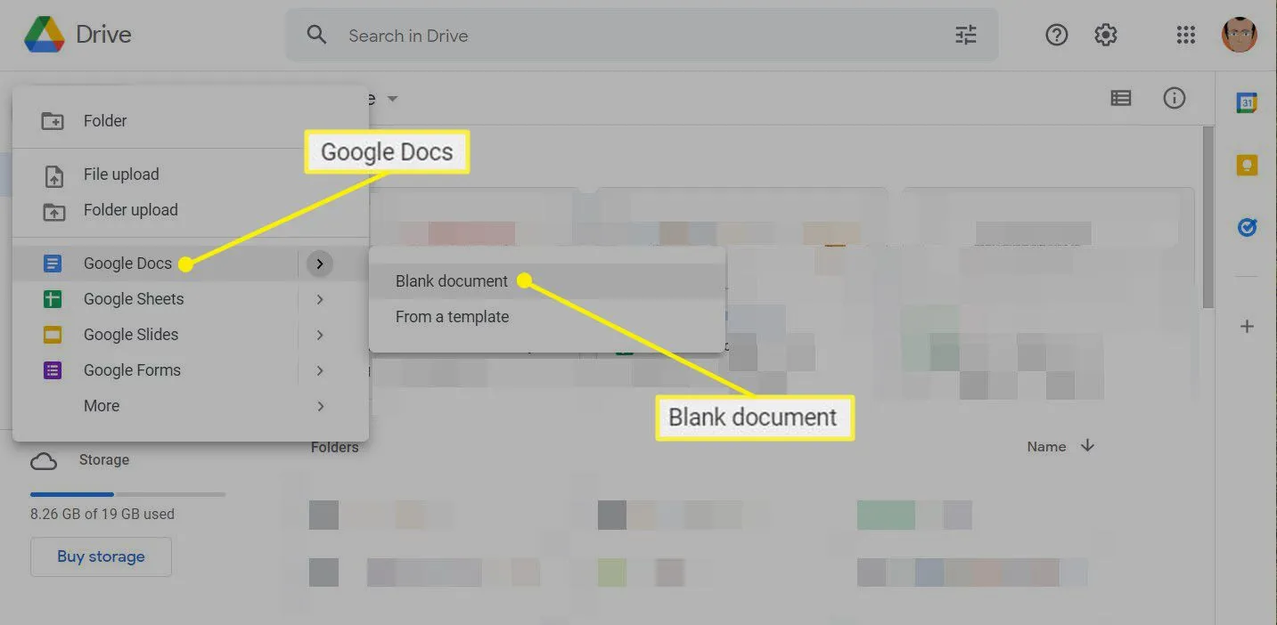 Apertura di un nuovo documento vuoto in Google Documenti