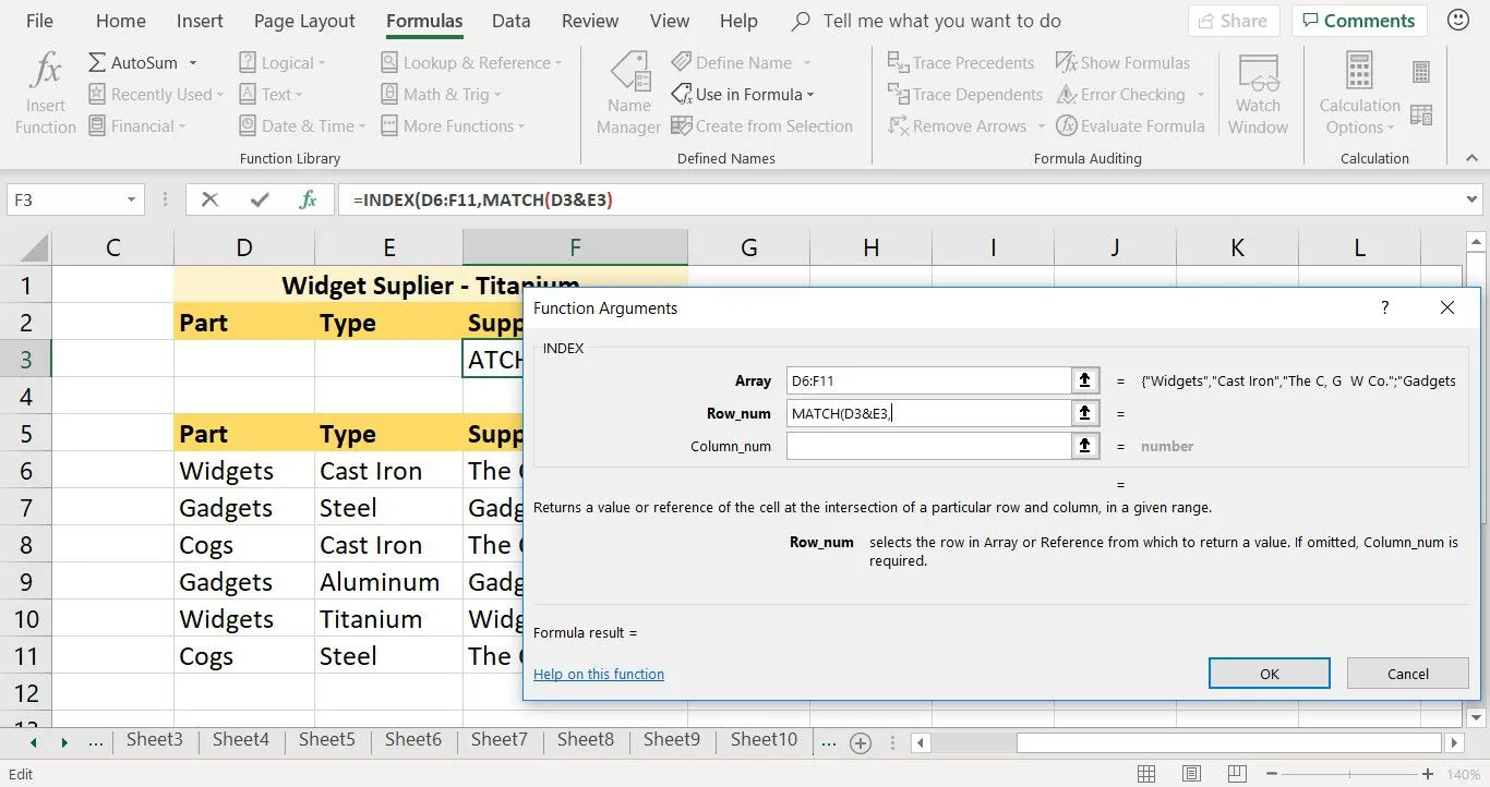 So geben Sie die MATCH-Funktion als Argument für die INDEX-Funktion in Excel ein