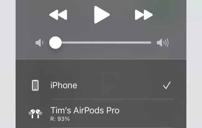 [再生中] ボックスで iOS 15 の AirPods を手動で選択する