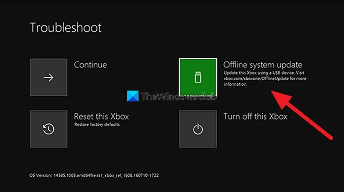 Effectuer la mise à jour du système Xbox Offline