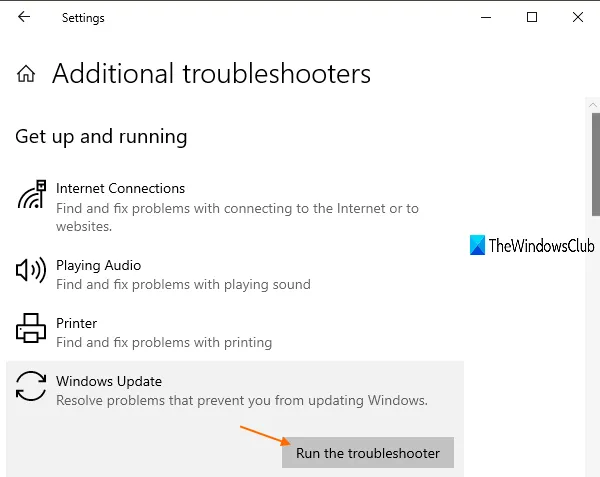 Probleemoplosser voor Windows Update - Windows 10
