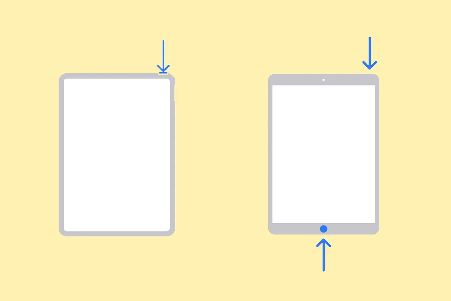ilustrações do botão para pressionar para desligar um iPad