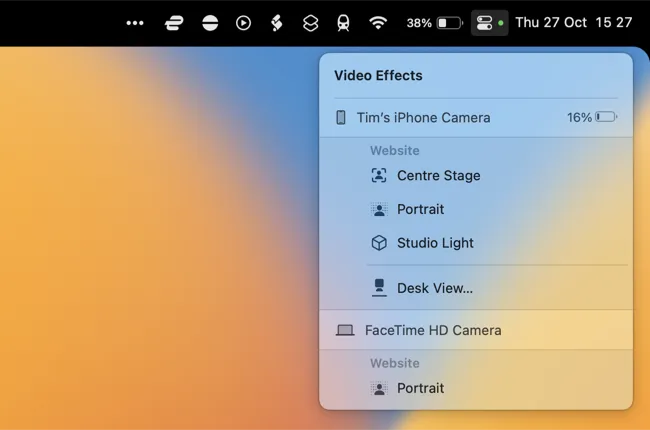 Activer les effets vidéo sous Control Center dans macOS 13 Ventura