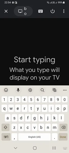 Android Phone TV-Fernbedienung Googletv Beginnen Sie mit der Eingabe auf dem Telefon