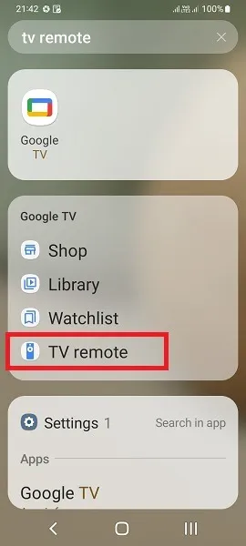 Telefone Android Controle Remoto de TV Googletv TV Remoto Selecionado