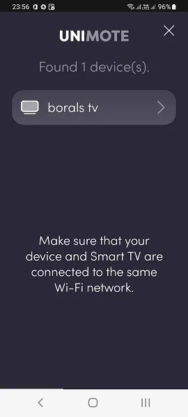 Android Phone TV-Fernbedienung Universelles Fernbedienungsgerät gefunden