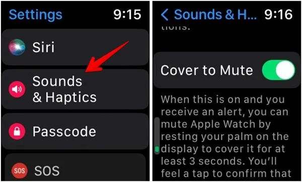 Apple Watch Cover per disattivare l'audio