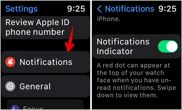 Indicatore di notifica dell'Apple Watch