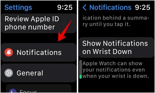 Apple Watch Show Notificatie Pols naar beneden