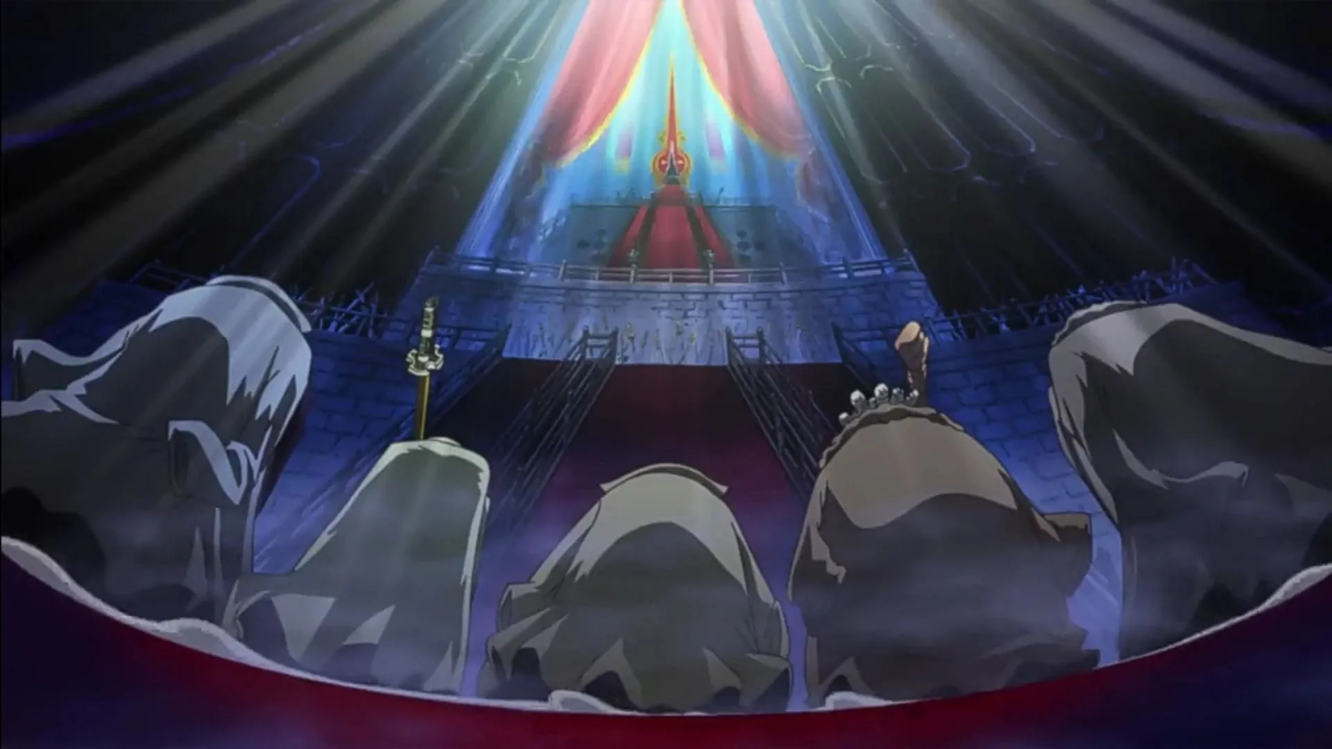 Cinq aînés s'agenouillent devant Im (Image via Toei Animation)