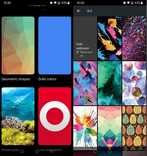 Meilleures applications de fond d'écran changeantes Android Google Wallpapers