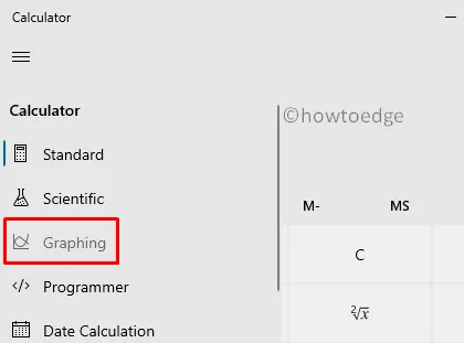Windows 10 で電卓のグラフ モードを有効または無効にする方法