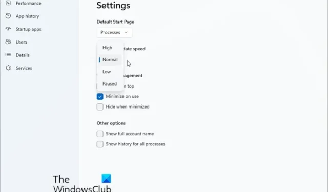 Windows 11 のタスク マネージャーでリアルタイム更新速度を変更する
