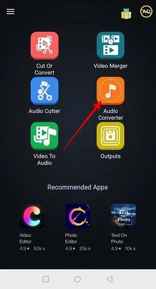 Comprimi file di grandi dimensioni Android Audio Cutter Convert