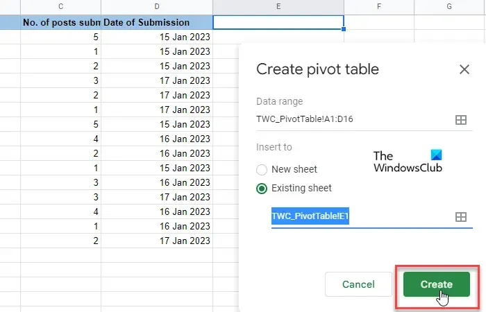 Erstellen einer Pivot-Tabelle