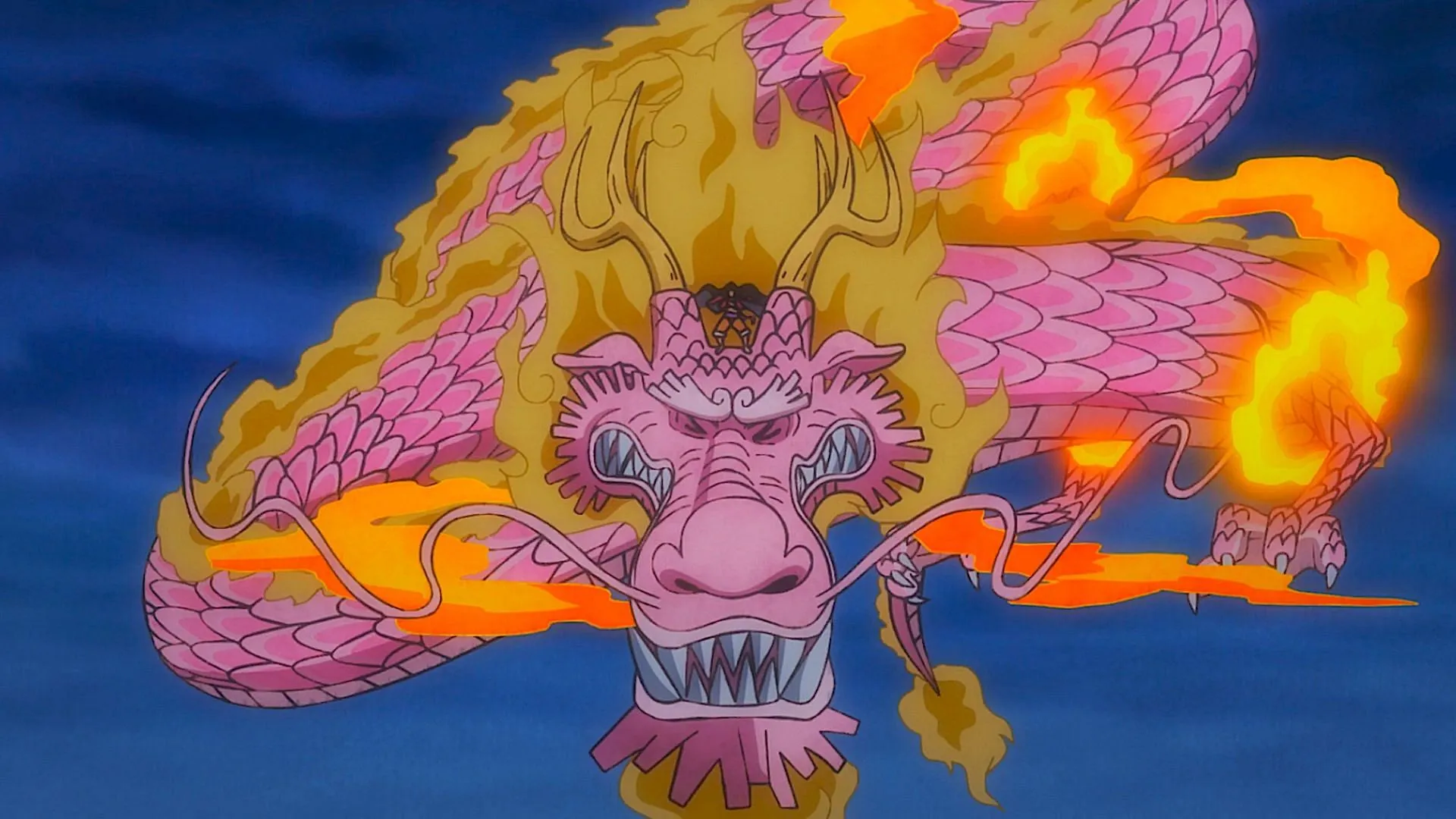 Momonosuke vliegt in One Piece aflevering 1049 (Afbeelding via Toei Animation)