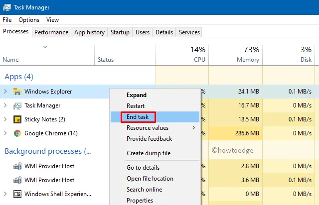 Beheben Sie das fehlende WLAN-Symbol in der Taskleiste in Windows 10 – Starten Sie den Windows Explorer neu