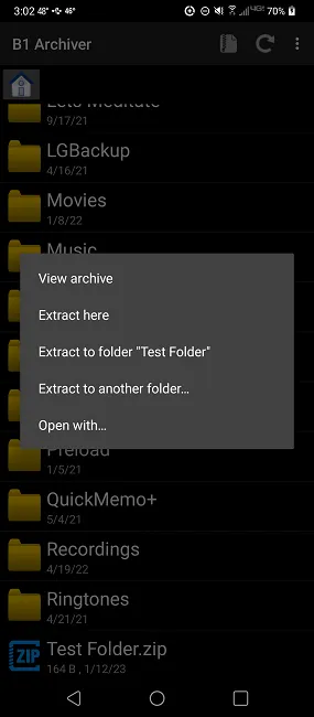 Android B1 Extract Chooseでファイルを圧縮および抽出する方法