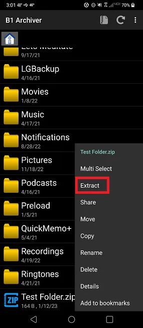 Android B1 Extractでファイルを圧縮および抽出する方法