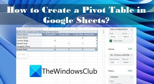 Wie erstelle ich eine Pivot-Tabelle in Google Sheets?
