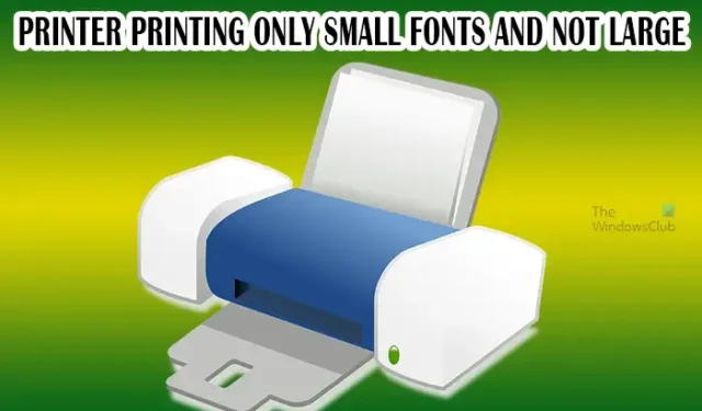 Impressora imprimindo apenas fontes pequenas e não grandes