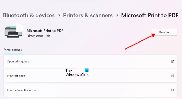 Remova a impressora do Windows 11