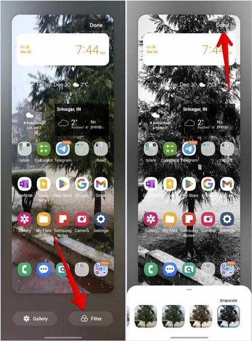 Filtre de fond d'écran Samsung
