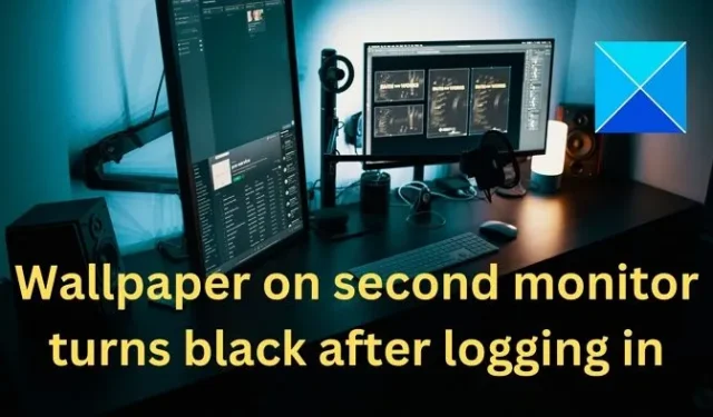 El fondo de pantalla del segundo monitor se vuelve negro después de iniciar sesión