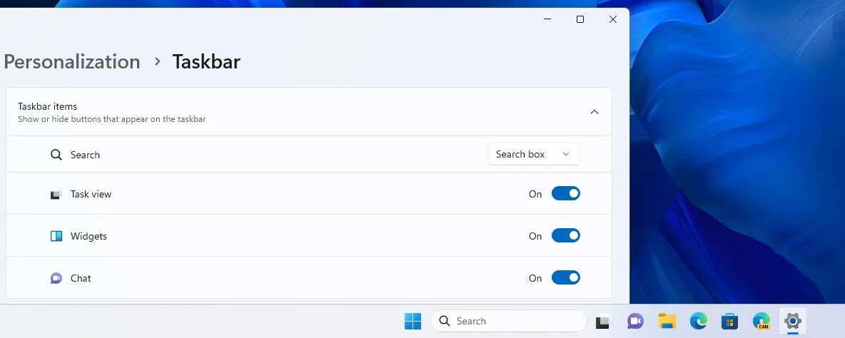 Windows 11 タスク バーの検索ボタン