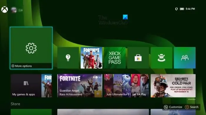 Xbox Series X ホーム画面