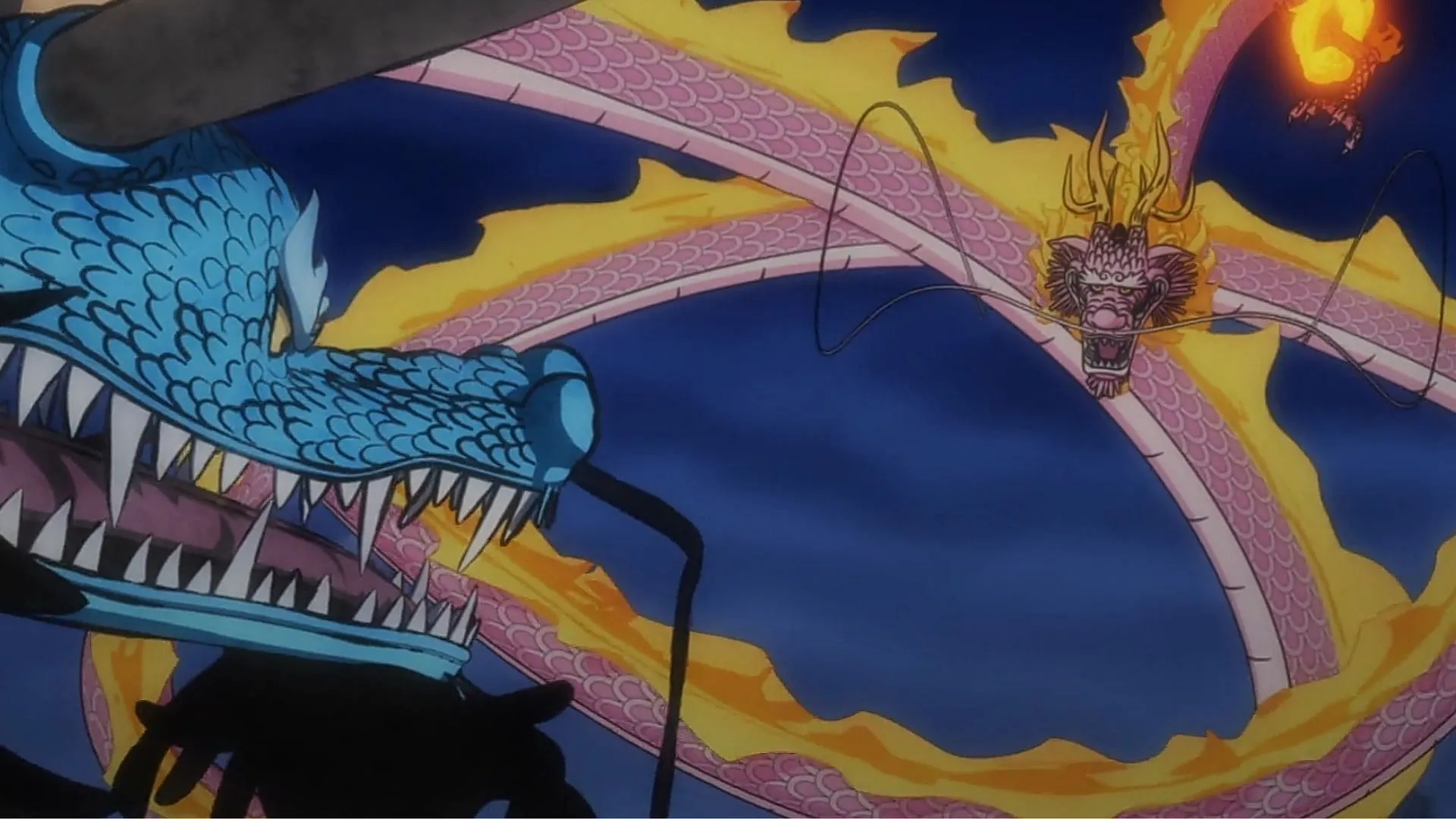 Kaido y Momonosuke se enfrentan en el episodio 1050 de One Piece (Imagen a través de Toei Animation)