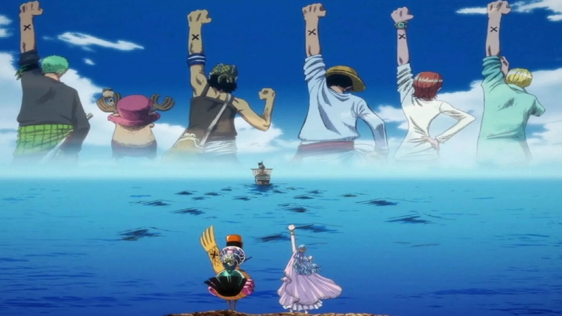 Vivi Nefertari en de Strawhat Pirates (Afbeelding via Toei Animation, One Piece)