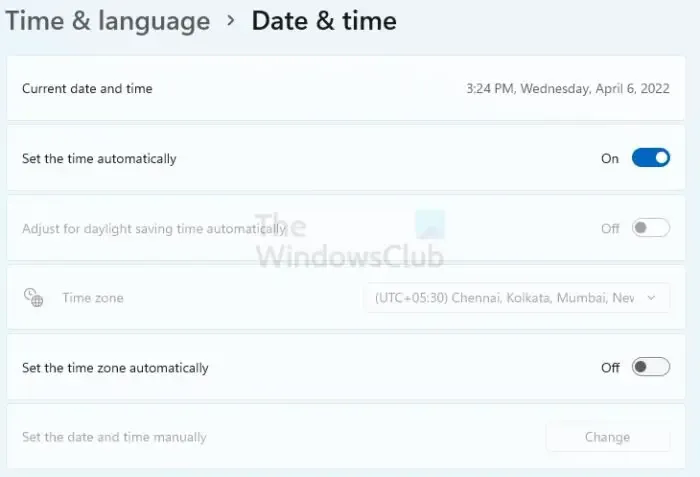 Alterar configurações de tempo Windows
