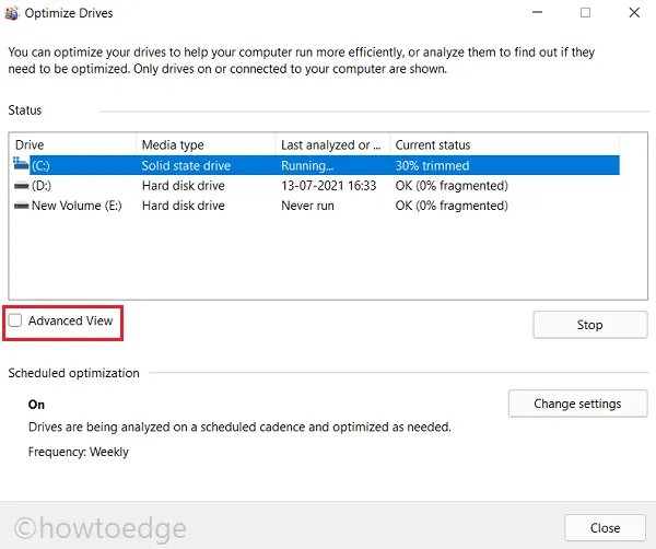 Windows 10 または 11 でのハード ドライブのデフラグ - 詳細ビュー