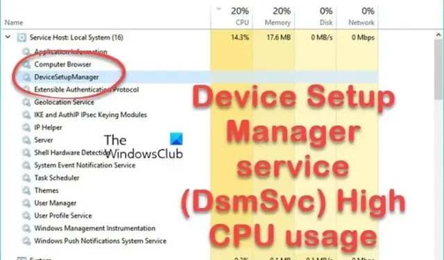 Serviço Device Setup Manager (DsmSvc) Alto uso da CPU