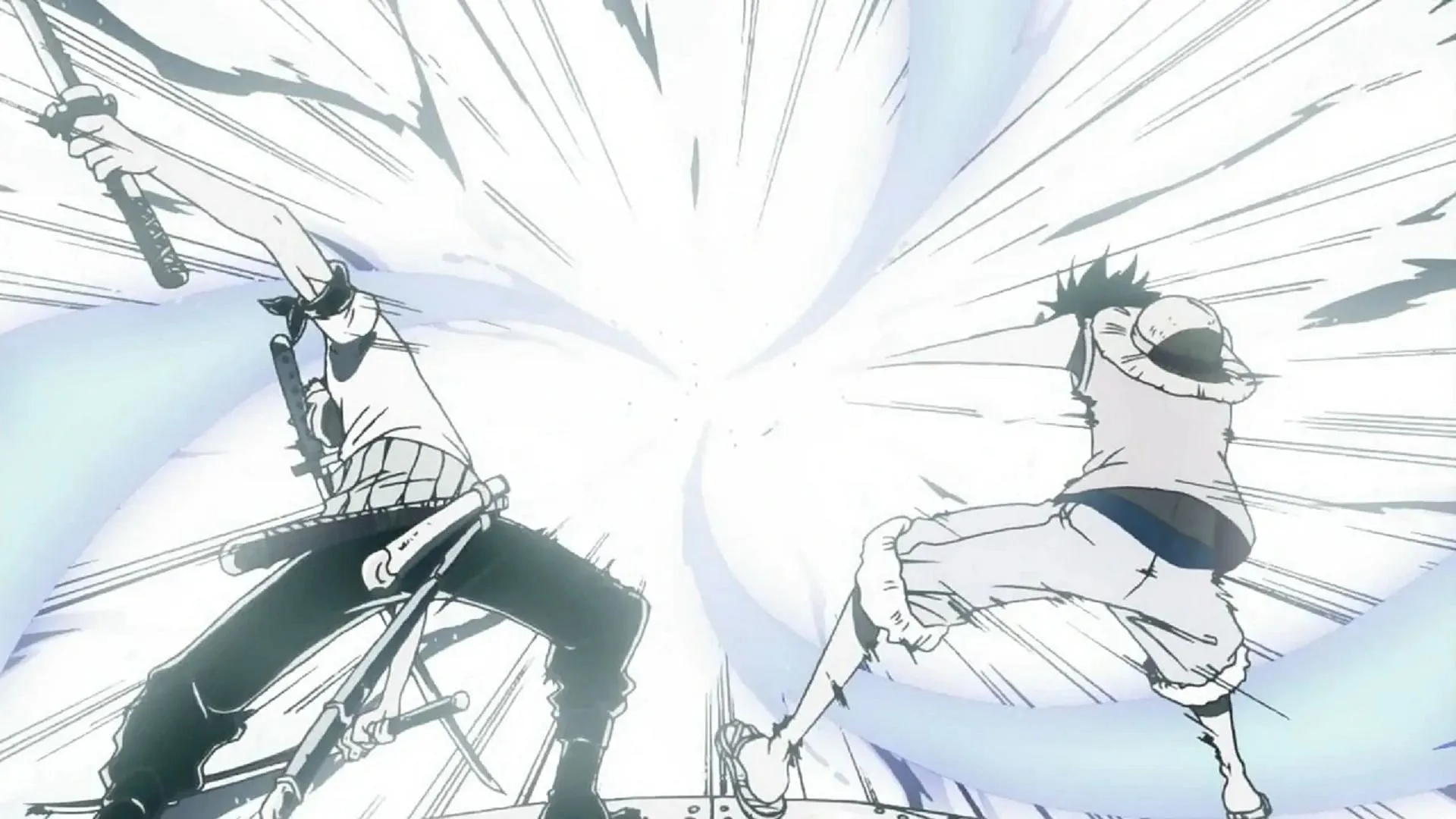 El movimiento combinado de Luffy y Zoro para superar el Aqua Laguna fue épico (Imagen a través de Toei Animation, One Piece)