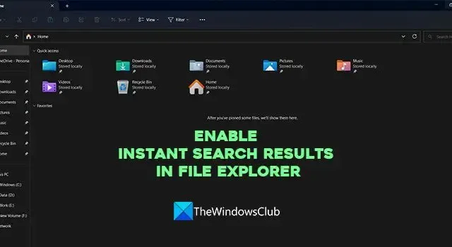 Windows 11 のファイル エクスプローラーでインスタント検索結果を有効にする方法
