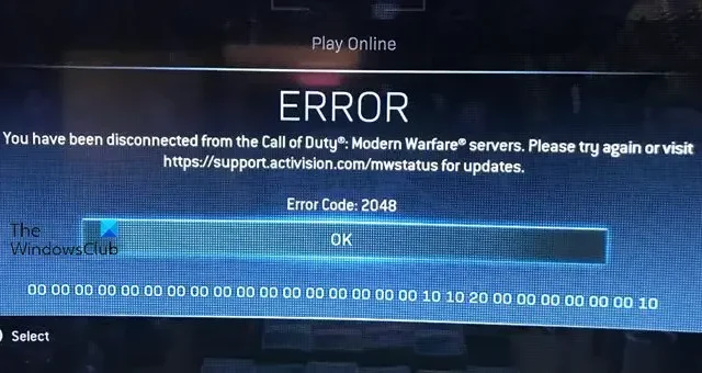 Fehlercode 2048 in Call of Duty MW und Warzone